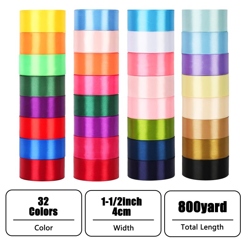 NESCCI 800 Yards Ribbon,1-1/2 Inch Satin Ribbon,Single Face Satin Ribbons, Perfect for Gift Wrapping,Wedding Decoration,Handmade Bows,Wrapping Bouquet and More - Image 2