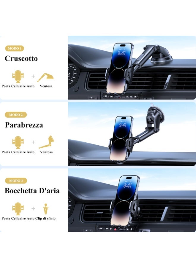 Car Phone Holder, Long Arm Phone Holder Car for Dashboard Windshield Air Vent【Heat-Resistant Strong Suction Cup】Car Mobile Holder Compatible with Most Phones… - Image 2