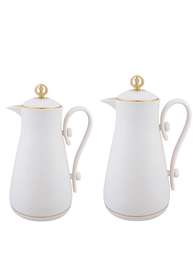 REEM 2-Piece Tea/Coffee Flask Set 0.6L & 1L Ivory/Gold 