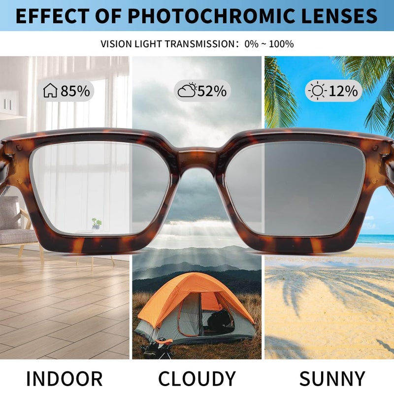 جم jm 2 pack photochromic قراءة النظارات الشمسية للنساء قارئات الكمبيوتر الأزرق الأزرق في الربيع المفصلية السوداء والسلحفاة +4.0 - Image 3
