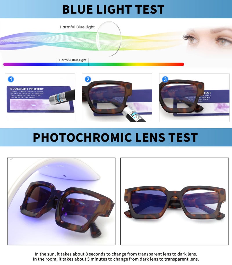 جم jm 2 pack photochromic قراءة النظارات الشمسية للنساء قارئات الكمبيوتر الأزرق الأزرق في الربيع المفصلية السوداء والسلحفاة +4.0 - Image 5