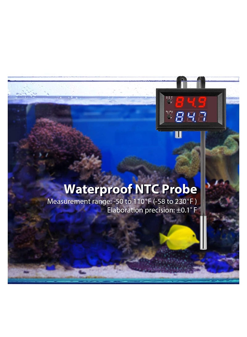 KASTWAVE 12V Electronic Temperature Controller Programmable -50 to 110 Degree Celsius Heating/Cooling Thermostat Control Switch Module NTC Waterproof Sensor Probe Dual Color LED Display Monitor (4 Pcs) - Image 4