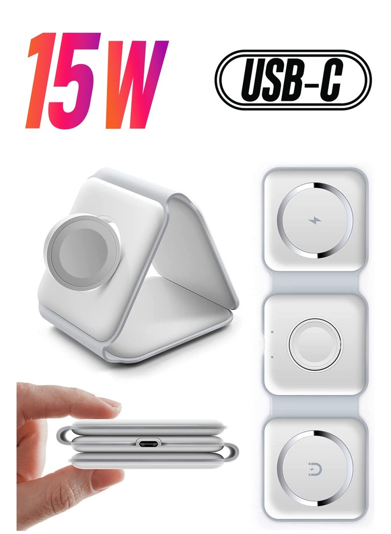 ELTRAZONE 3 in 1 Wireless Charger,Magnetic Foldable Charging Station,Fast Wireless Charging Pad - Image 1