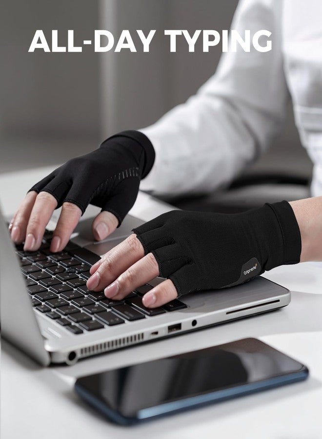 Gripnerie Copper Compression Gloves for Arthritis - Open Finger, Set of 2 Pairs (4 Gloves) - For Men & Women, Hand Support for Typing & Daily Wear, Helps Ease Stiffness & Swelling - Image 2
