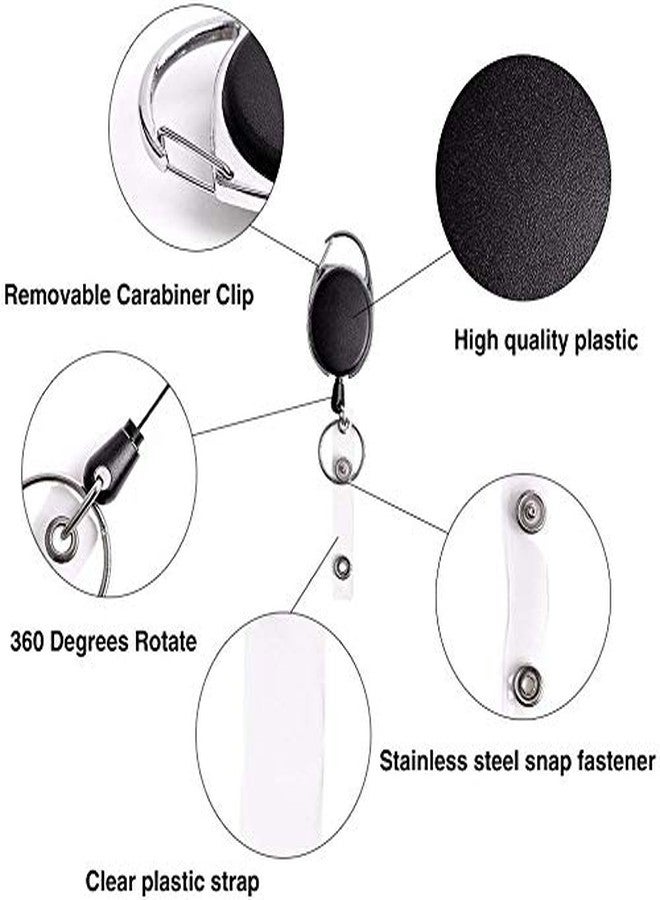LRS Oval Shape Retractable YoYo Clip for Id Card Holder (Black) (Pack of 10) - Image 5