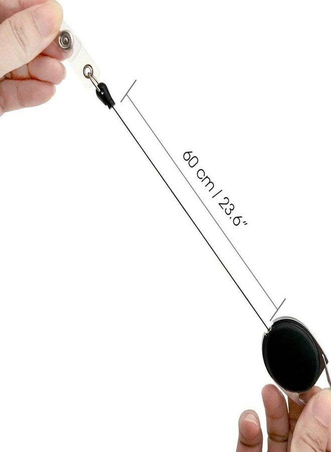 LRS Oval Shape Retractable YoYo Clip for Id Card Holder (Black) (Pack of 10) - Image 2