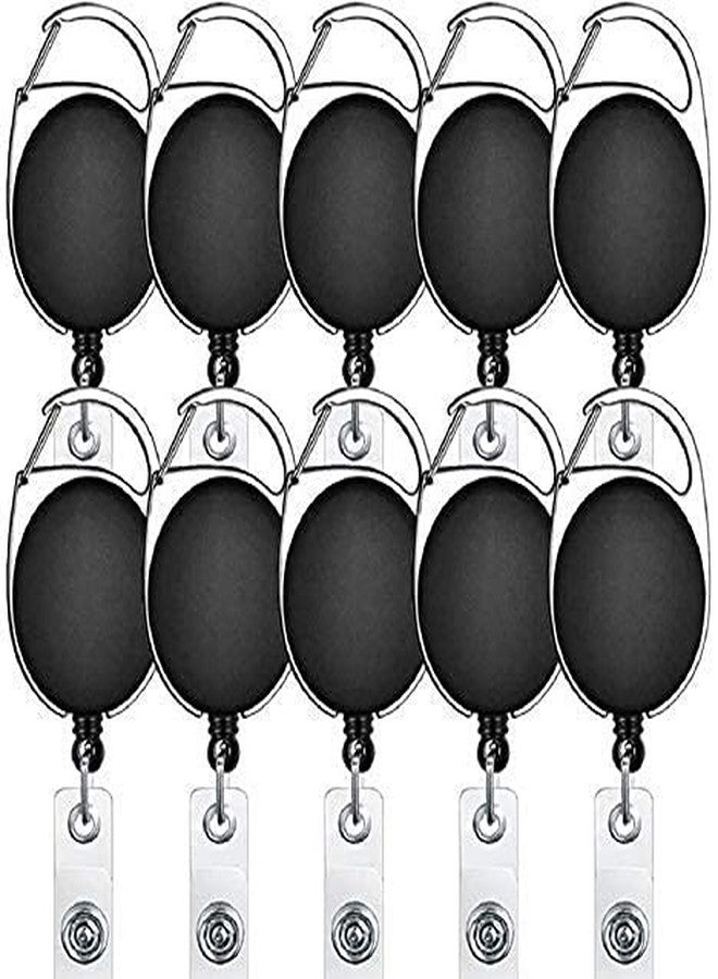 LRS Oval Shape Retractable YoYo Clip for Id Card Holder (Black) (Pack of 10) - Image 1