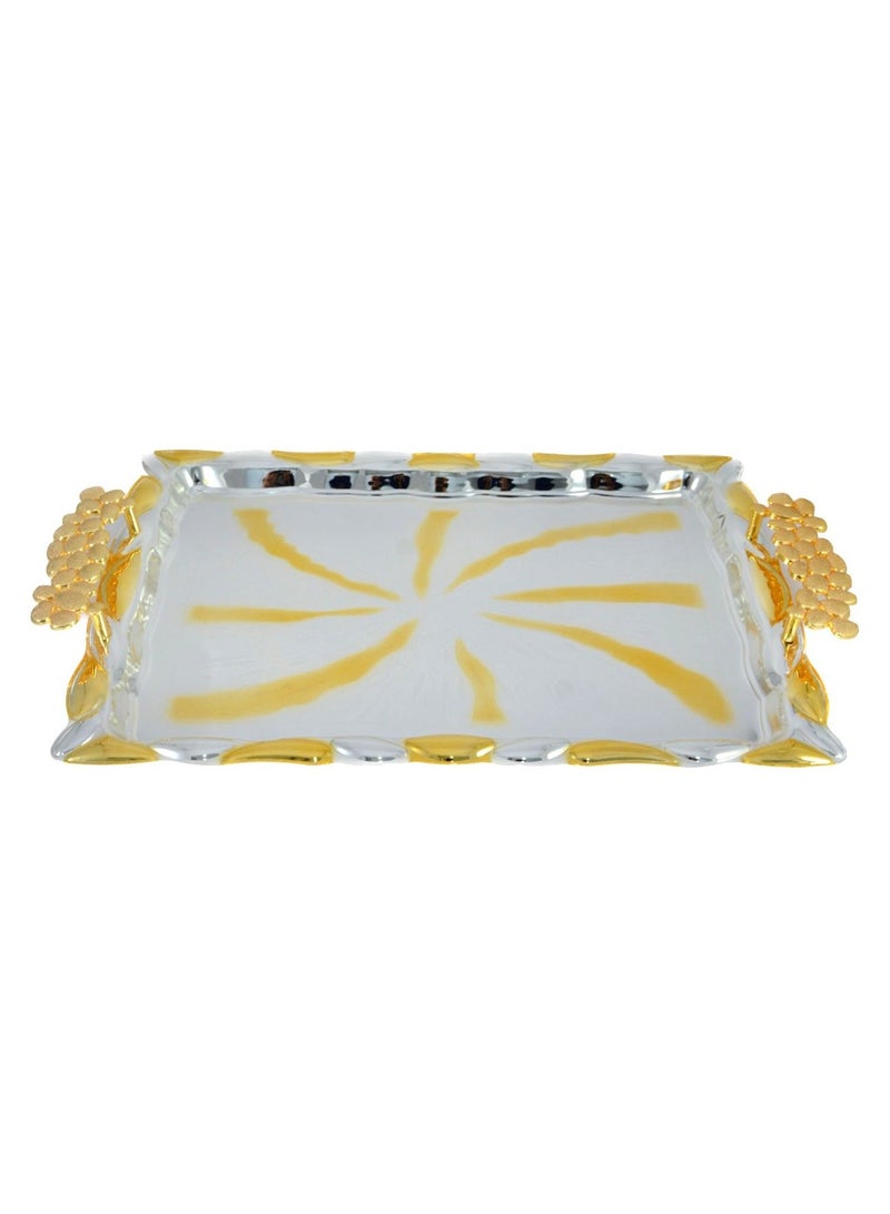 Homemaker 2-Piece Rectangular Luxury Serving Tray, Large 49cm x 35cm & Medium 42cm x 30cm, Steel, Silver & Gold - Image 4