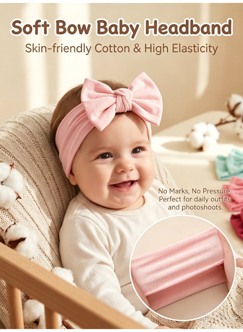 Woofixer 10 PCS Stretchy Baby Headbands, Soft Nylon Headbands with Bows for Girls, Infant & Toddler Hair Accessories - Image 1