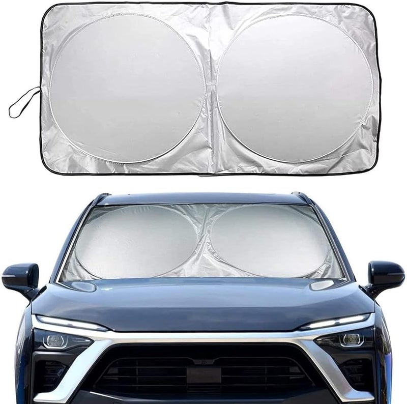 SHOWAY NALANDA Car Windshield Sun Shade with Storage Pouch (Large (160 x 88.5 cm)) Foldable Sunshade Car Sun Visor Effectively Blocks UV Rays Front Windshield Protection Car Interior Cooler Accessories - Image 1