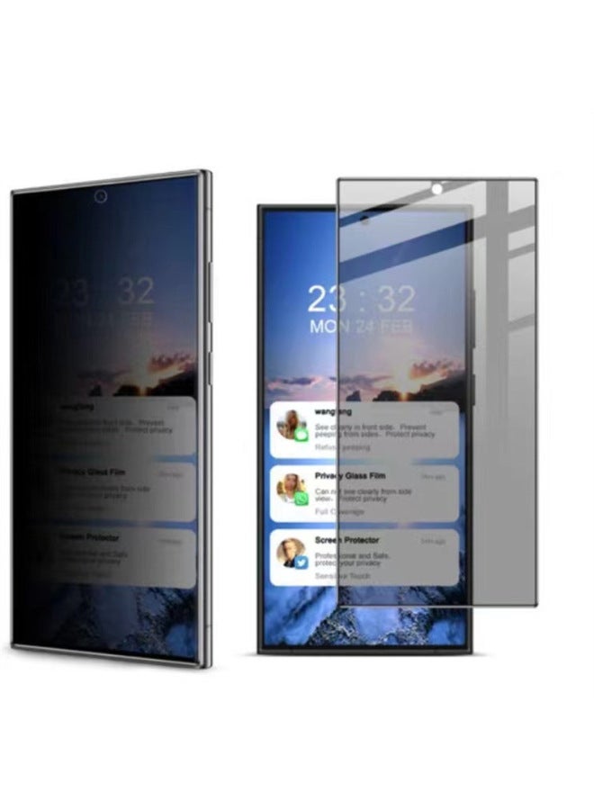 For Samsung S25 Tempered Film S25ultra Ultrasonic 0.18mm Frosted Anti-peep Unlock Film S24 Mobile Phone Film-Color:0.18mm Black Edge With Plate Anti-peep Unlocking-Dimensions:SAM S25plus  - Image 1