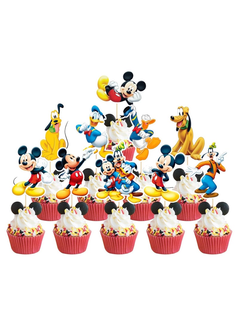 10PCS Mickey Mouse Cartoon Cupcake Toppers Cake Decoration Toothpick Sticks for Mickey Mouse Theme Party Birthday Party Supplies Cupcake Topper - Image 1