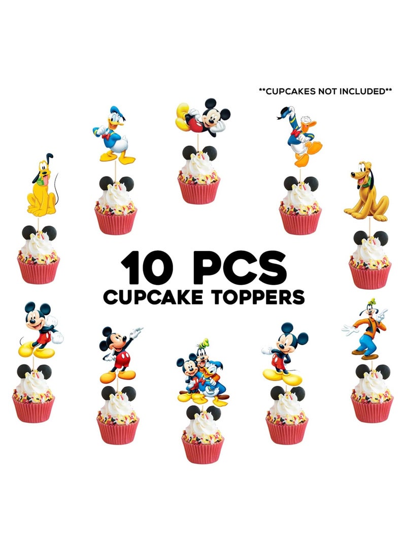 10PCS Mickey Mouse Cartoon Cupcake Toppers Cake Decoration Toothpick Sticks for Mickey Mouse Theme Party Birthday Party Supplies Cupcake Topper - Image 2