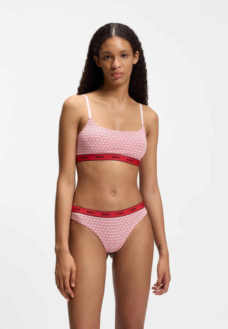 هوجو Three-pack of stretch-cotton thongs with logo details