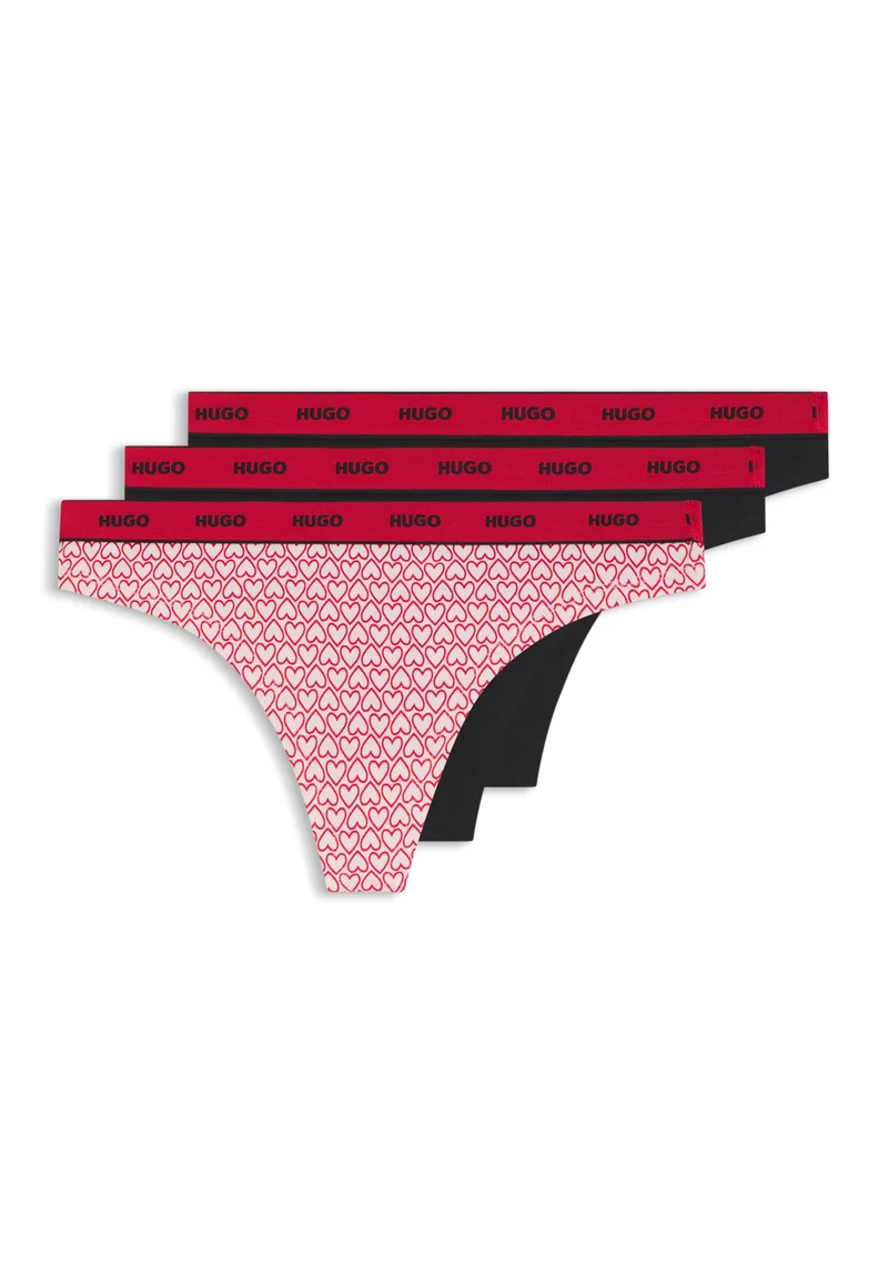 HUGO Open Pink Three-pack of stretch-cotton thongs with logo details for Women | Best Price UAE