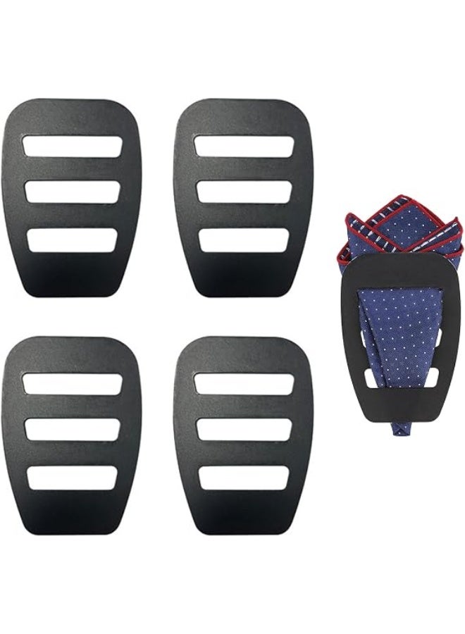 4Pcs Men’s Pocket Square Holder for Suits, Handkerchief Clip Set, Prefolded Handkerchief Holder, Suit Tuxedo Accessories Lightweight Dress Shirt Organizer Formal Wear Attachment Plate (Black) - Image 1
