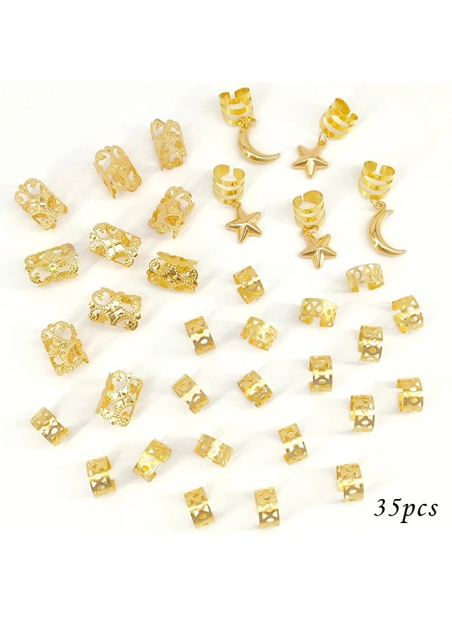 Goolsky 35pcs Stars And Moon Combo Dreadlock Hair Beads Jewelry Hair Rings Accessories Gifts for Girls And Women Dating Parties - Image 2
