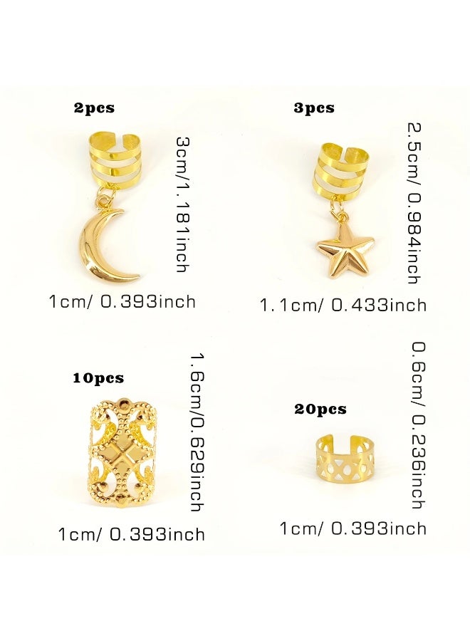Goolsky 35pcs Stars And Moon Combo Dreadlock Hair Beads Jewelry Hair Rings Accessories Gifts for Girls And Women Dating Parties - Image 3