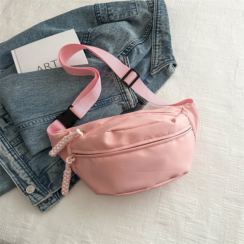 Casual simple shoulder bag crossbody chest bag casual bag for women 2024 spring new trendy sports niche waist bag Pink