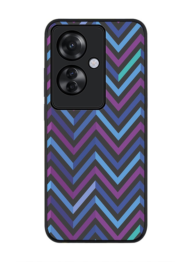 Stylizedd Rugged Black edge case for Oppo Reno11 F / Oppo F25 Pro 5G, Slim fit Soft Case Flexible Rubber Edges Anti Drop TPU Gel Thin Cover -  Deep Chevron - Image 1