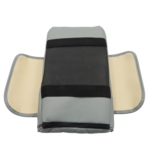 AOUTTUOA Universal Car Multifunctional Armrest Heightening Pad Gray Car Center Console Cover Microfiber PU Leather with Built-in Tissue Box & Cup Holder & Phone Storage Slot & Side Pockets - Image 5