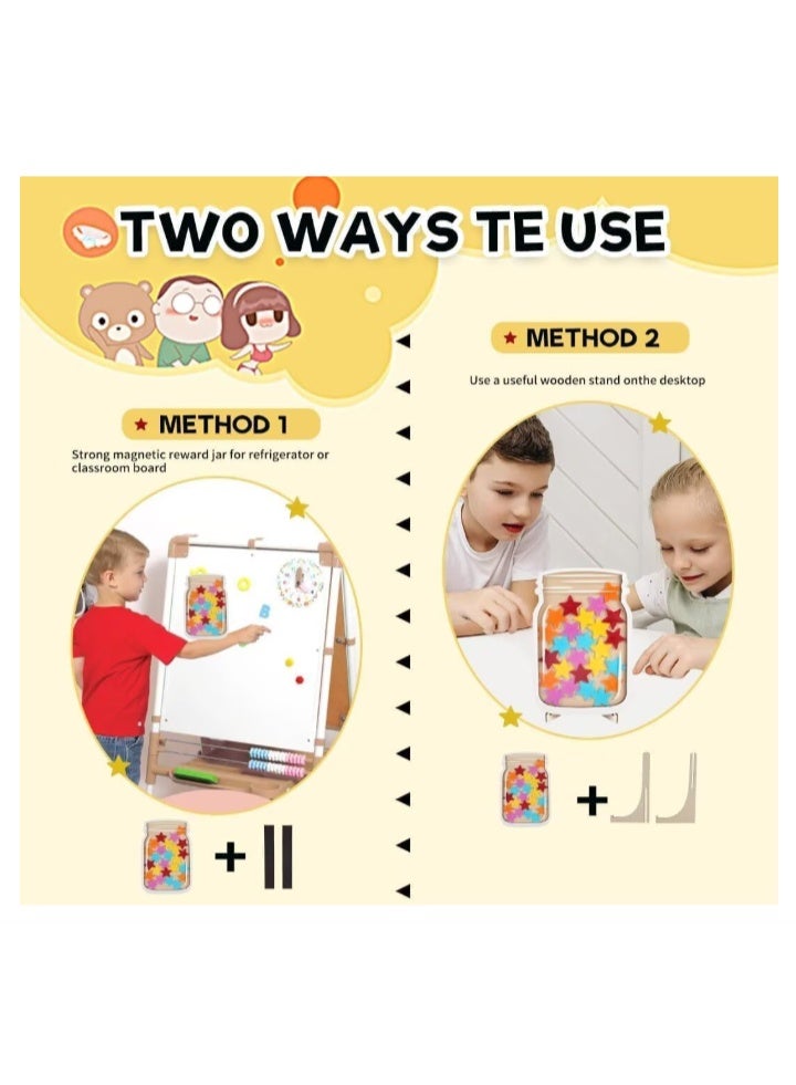 نظام مكافآت Star Jar مكافأة Jar مكافأة تحفيزية للأطفال Star Jar مع قاعدة خشبية مخطط مكافآت للأطفال لمكافآت الفصل الدراسي مكافآت تحفيزية للطلاب والمعلمين، لوازم مدرسية، أدوات مكتبية (25 نجمة) - Image 5