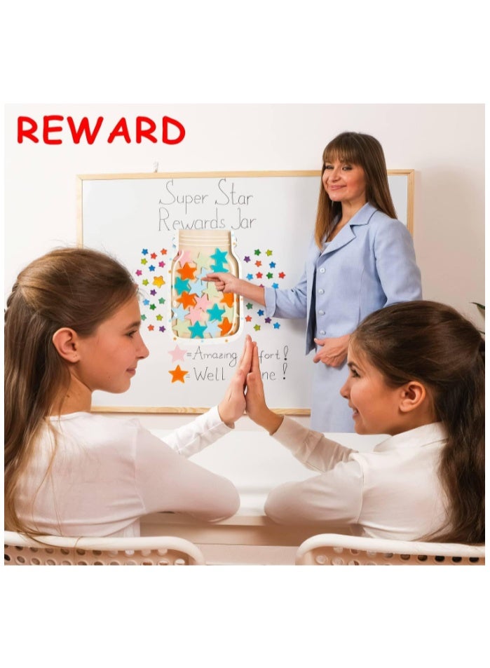 نظام مكافآت Star Jar مكافأة Jar مكافأة تحفيزية للأطفال Star Jar مع قاعدة خشبية مخطط مكافآت للأطفال لمكافآت الفصل الدراسي مكافآت تحفيزية للطلاب والمعلمين، لوازم مدرسية، أدوات مكتبية (25 نجمة) - Image 2