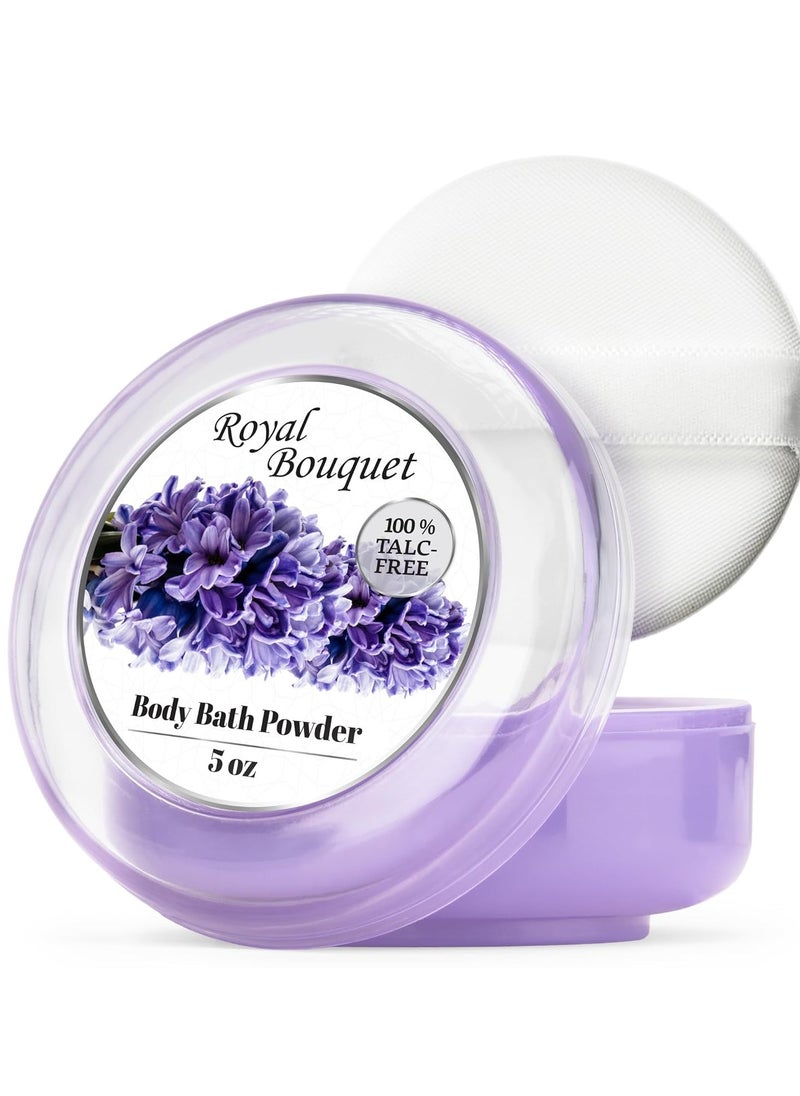R-NEU R-NEU Dusting Powder for Women with Powder Puff, 100% Talc-Free, Elegant Royal Bouquet Scented Body Powder, After Bath for Soft Skin, Extra Large, 1 Pack (5oz)  - Image 1