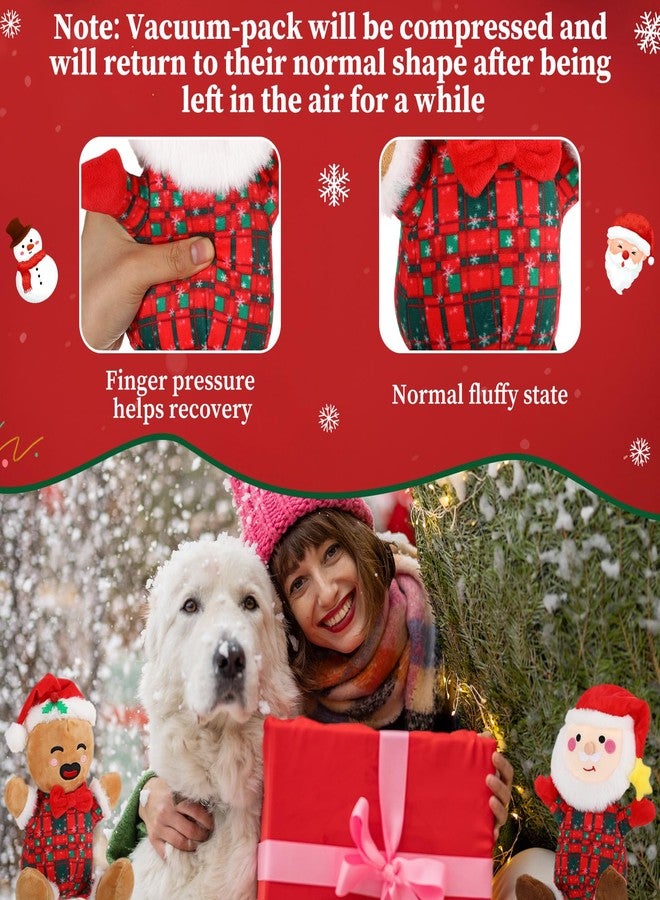 Vinsot 5 Pcs Large Christmas Squeaky Dog Toys Gift Interactive Plush Toy for Keeping Them Busy Chew Toy for Small Medium Large Dog Santa Moose Snowman Penguin(Soft,Plaid Style) - Image 2