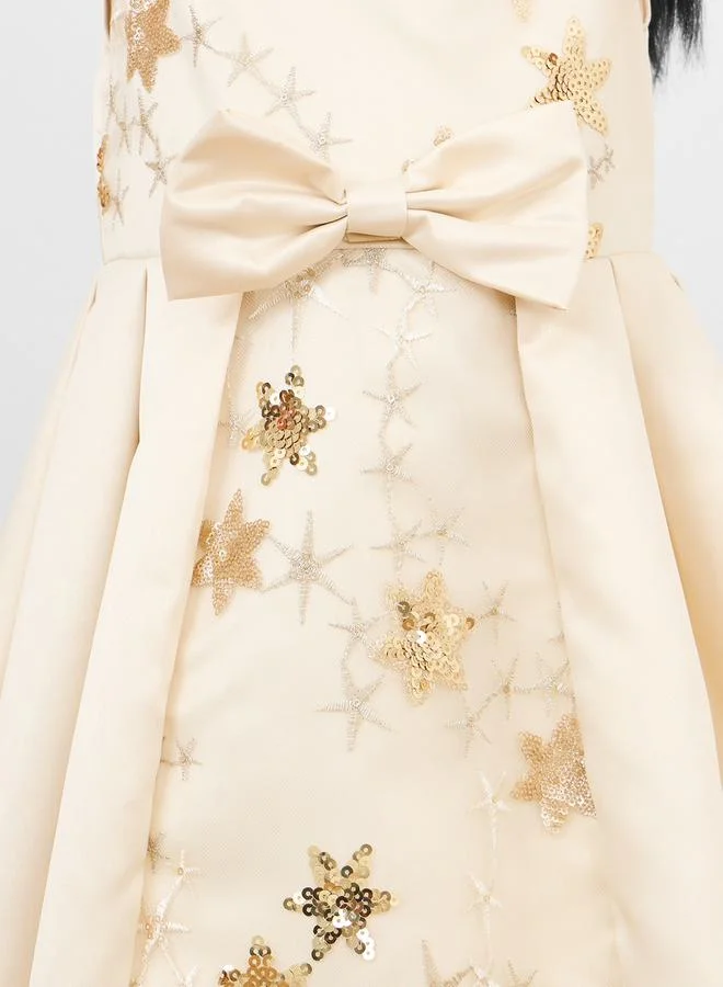 Styli Embroidered Fit-and-Flare Dress