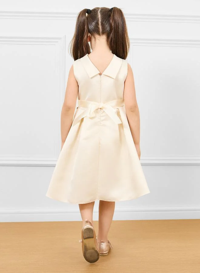 Styli Embroidered Fit-and-Flare Dress