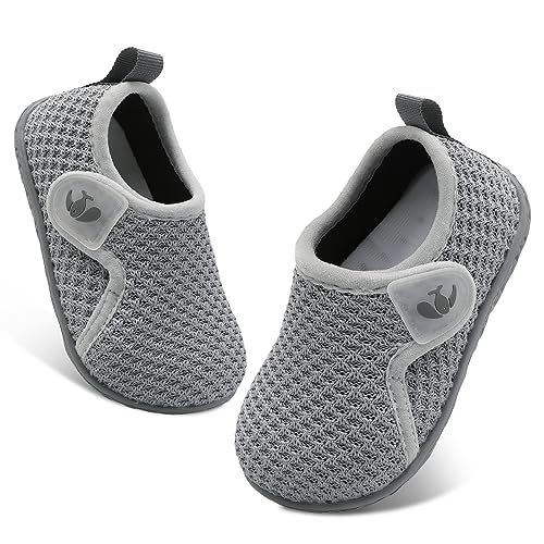 FEETCITY Infant Shoes Girls Boys Soft Sole Toddler Slip On Newborn Crib Casual Sneaker First Walking Skate Shoe Grey - Image 2