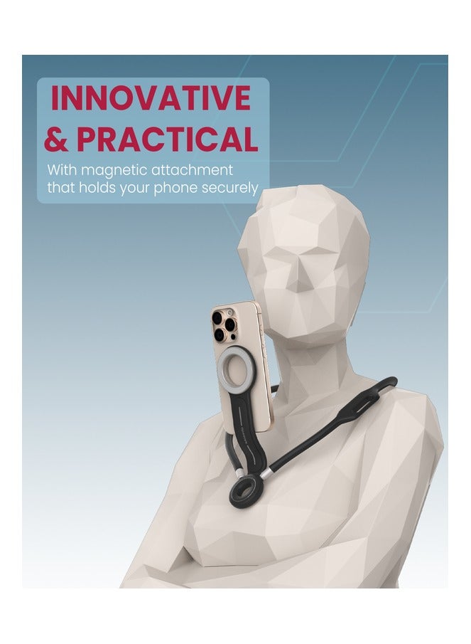 Moxedo Magnetic Neck Band Bendable Adjustable Phone Mount Stand Holder for Filmmaking and Photography Compatible for iPhone 16/15/14/13/12 Series and Android Phones - Image 3