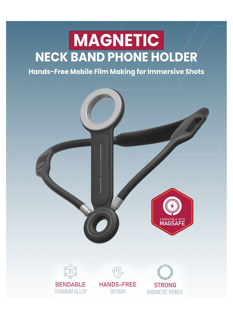 Moxedo Magnetic Neck Band Bendable Adjustable Phone Mount Stand Holder for Filmmaking and Photography Compatible for iPhone 16/15/14/13/12 Series and Android Phones - Image 5