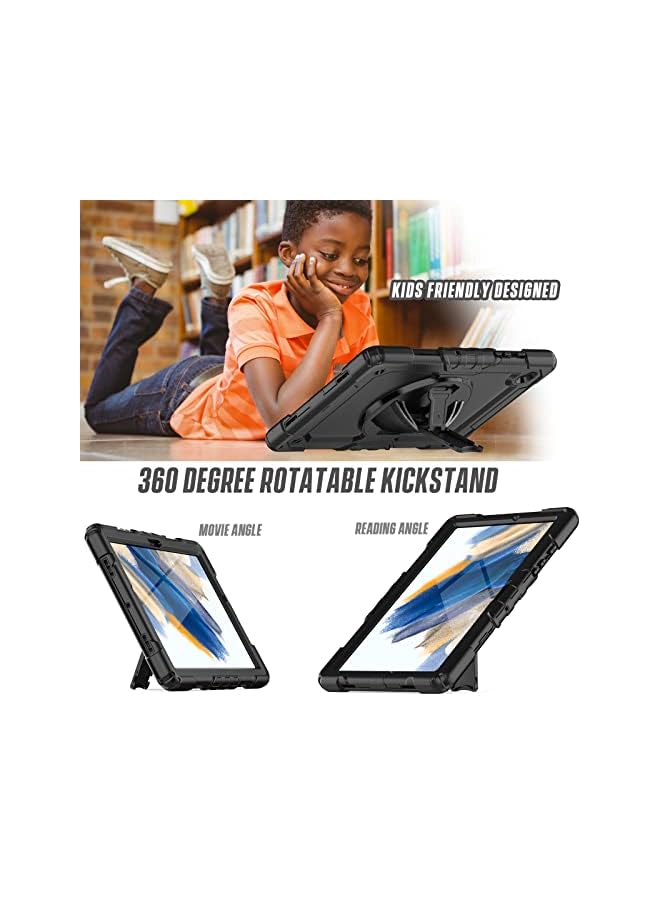 PROMASS Samsung Galaxy Tab A8 10.5 Inch Case 2022 With Pencil Holder&Screen Protector Full Body Cover With Hand Strap&Shoulder Strap Heavy Duty Shockproof Durable Rugged Protective Case For Kids Black - Image 3