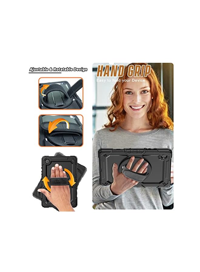PROMASS Samsung Galaxy Tab A8 10.5 Inch Case 2022 With Pencil Holder&Screen Protector Full Body Cover With Hand Strap&Shoulder Strap Heavy Duty Shockproof Durable Rugged Protective Case For Kids Black - Image 4