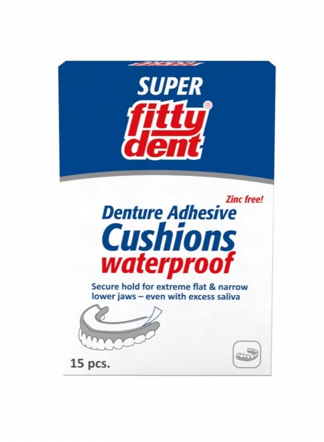 Fittydent Denture Adhesive Cushions Waterproof, Zinc Free- 15pcs - Image 1
