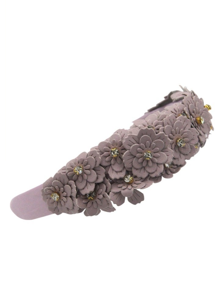 D'Daniela - Erica Embroidery Headband For Girls Dark Light PurpleL; - Image 1