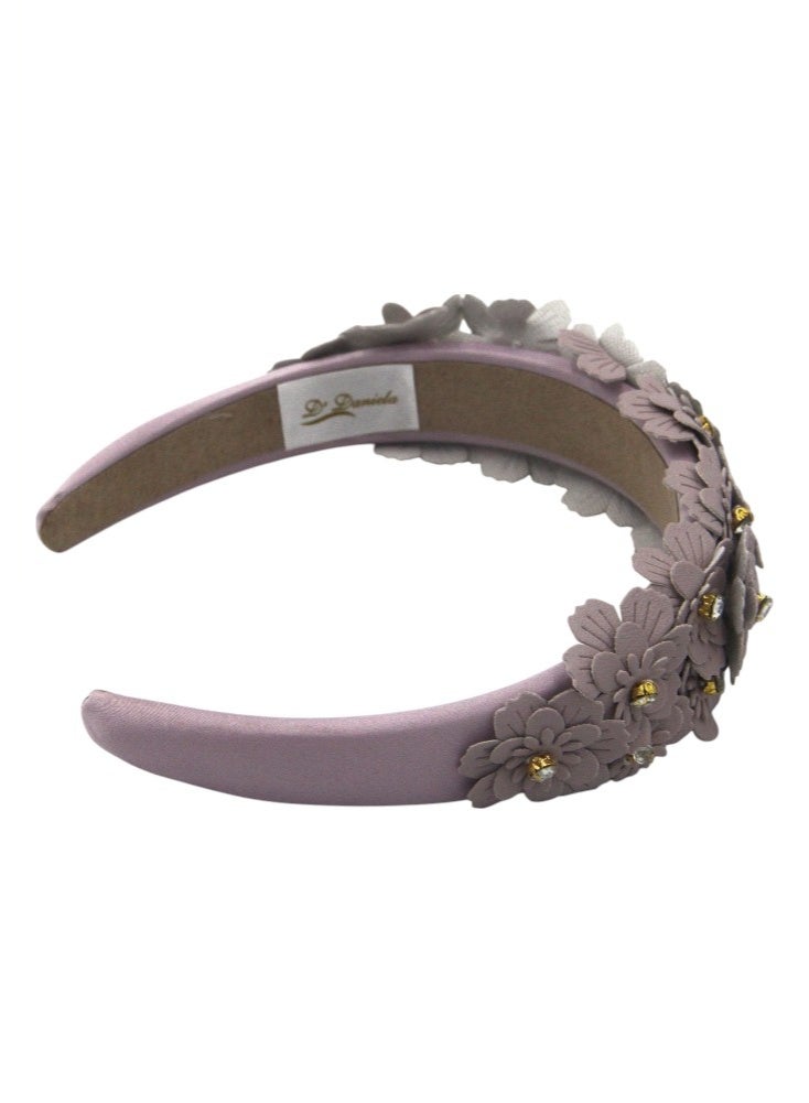 D'Daniela - Erica Embroidery Headband For Girls Dark Light PurpleL; - Image 4