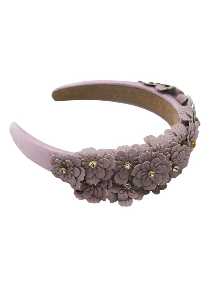 D'Daniela - Erica Embroidery Headband For Girls Dark Light PurpleL; - Image 2