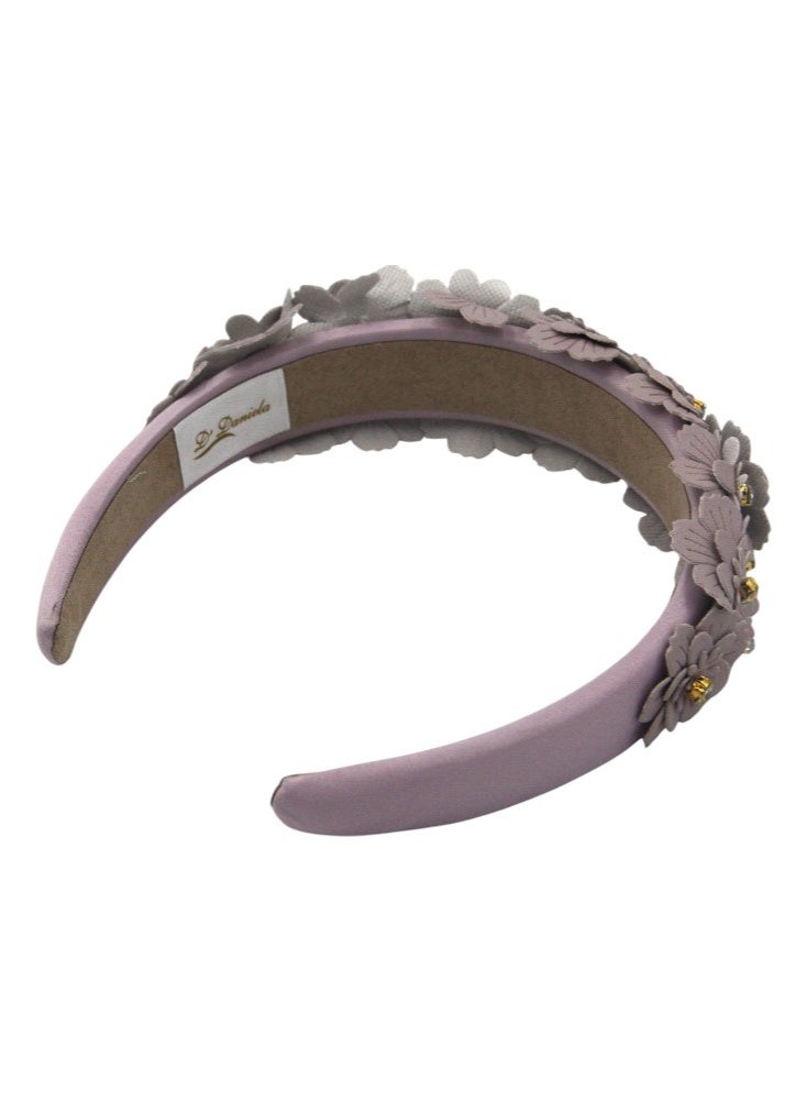 D'Daniela - Erica Embroidery Headband For Girls Dark Light PurpleL; - Image 3