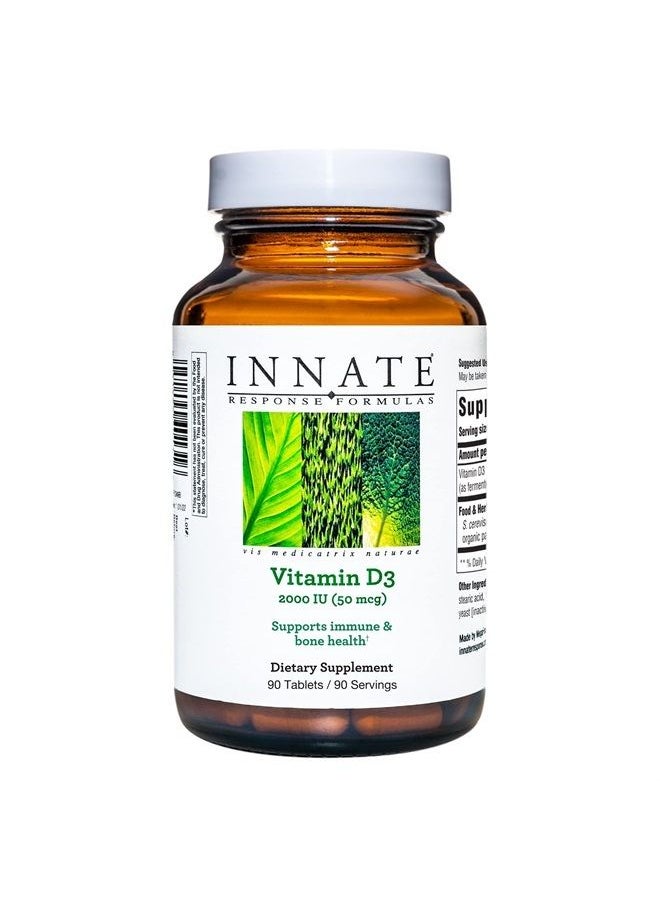 Innate Response Formulas , Vitamin D3 2000 IU (50 mcg) Vitamin Supplement, Vegetarian, Non-GMO, 90 tablets (90 Servings)  - Image 1