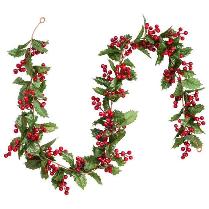 6FT RED BERRY CHRISTMAS GARLAND FLEXIBLE ARTIFICIAL BERRY GARLAND FOR INDOOR OUTDOOR HOME FIREPLACE DECORATION FOR WINTER CHRISTMAS HOLIDAY NEW YEAR DECOR