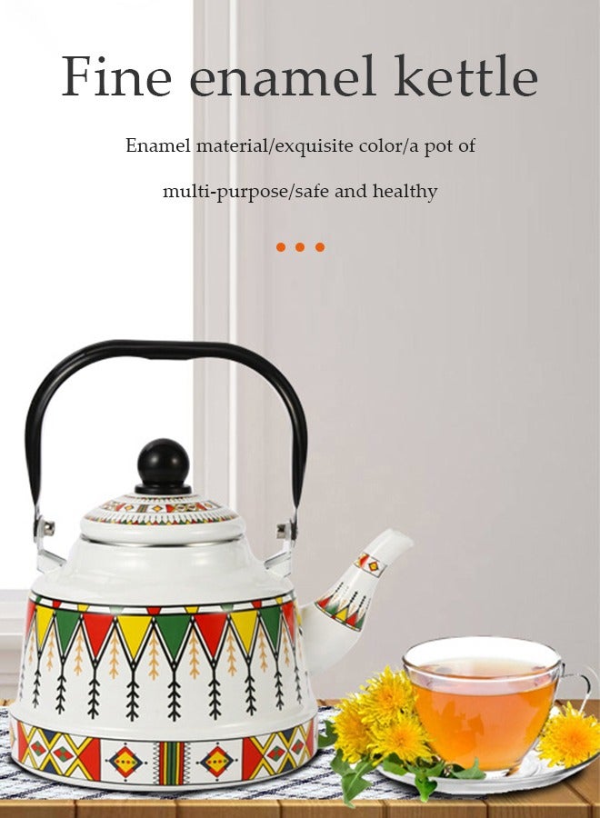 DUNISO غلاية تقليدية مينا، غلاية ذات فوهة طويلة عتيقة، غلاية منزلية مينا، يمكن تسخينها، مناسبة لأجهزة الطهي بالحث، مواقد الغاز، ومواقد السيراميك الكهربائية، تستخدم للشاي، الماء، والزيت (1.1 لتر) - Image 3