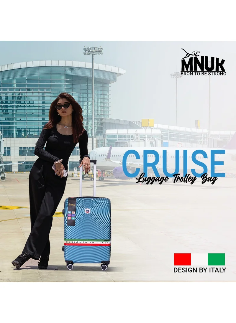 MNUK Cruise Carry-on Luggage | Hardside Soft Handle Trolley with USB Port & TSA Lock |Double 360° 4 Wheeler| Cabin-20 Inch| Turquoise