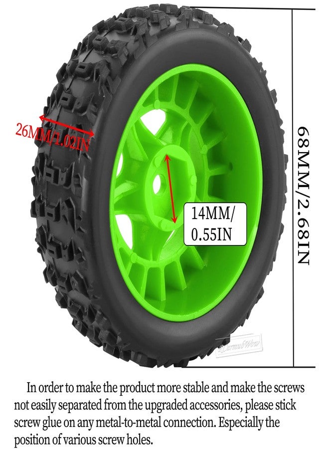 إطارات RCarmubWow RC لسيارة Typhon Grom RC Crawler بمقياس 1/18، عجلات باغي وإطارات مطاطية وحواف بلاستيكية، 4 قطع، أخضر - Image 3
