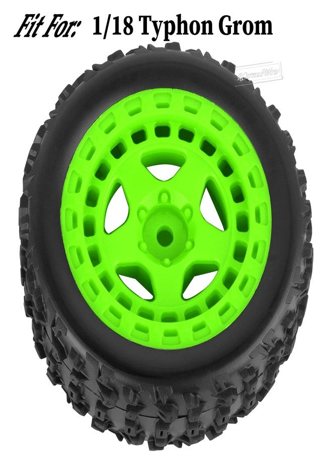 إطارات RCarmubWow RC لسيارة Typhon Grom RC Crawler بمقياس 1/18، عجلات باغي وإطارات مطاطية وحواف بلاستيكية، 4 قطع، أخضر - Image 2