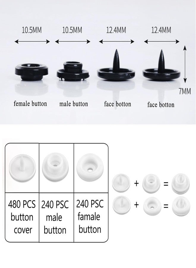 NXTOV 960pcs Plastic Snaps, T5 White Snaps Starter Fasteners Kit, No-Sew Buttons for Crafts Cloth Diaper Bibs - Image 2