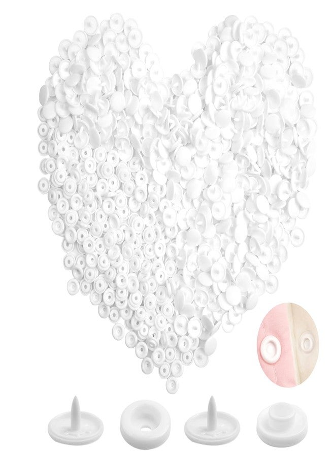 NXTOV 960pcs Plastic Snaps, T5 White Snaps Starter Fasteners Kit, No-Sew Buttons for Crafts Cloth Diaper Bibs - Image 1