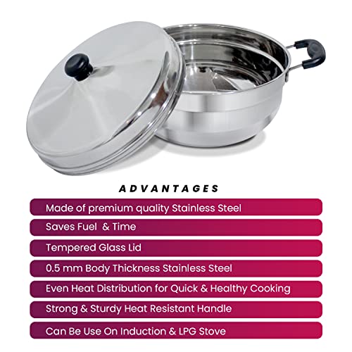 Blueberry's ᴹᴵᔆᵀʸ 4-Plate 16-Idly Stainless Steel Idly Idli Cooker with Stand Lifter and Whistle, Made in India, 1-Year Warranty -Silver (Cooker) - Image 4